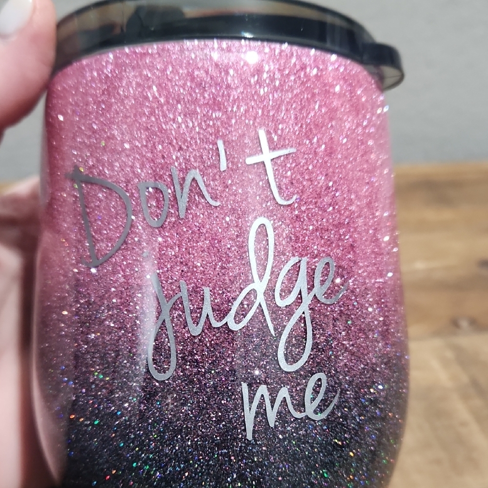 NEW!  Handmade HOGG Pink and Black Glitter Tumbler